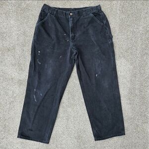 Vintage Carhartt Black Dungaree Fit Distressed Canvas Pants B11 BLK Mens 38x32